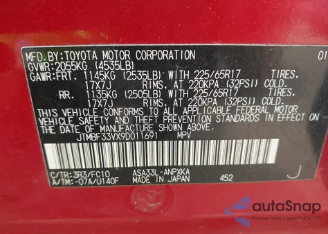 2009 Toyota Rav4 z USA, uszkodzony, nr VIN JTMBF33VX9D011691